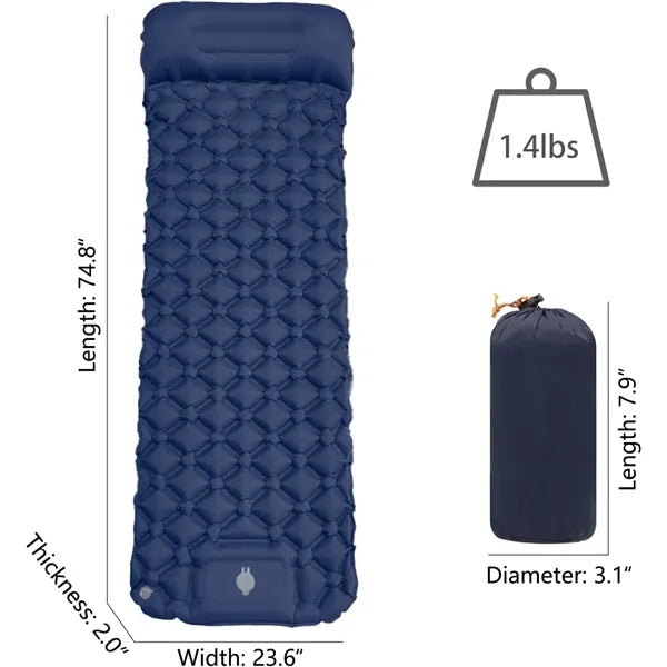 Built-in Foot Pump Inflatable Camping Sleeping Pad