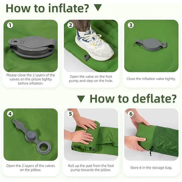 Built-in Foot Pump Inflatable Camping Sleeping Pad