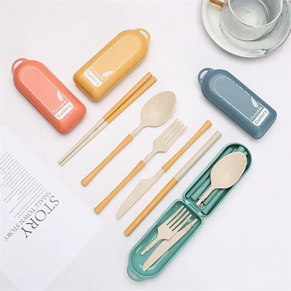 Environmentally Friendly Wheat Straw Foldable Tableware Set