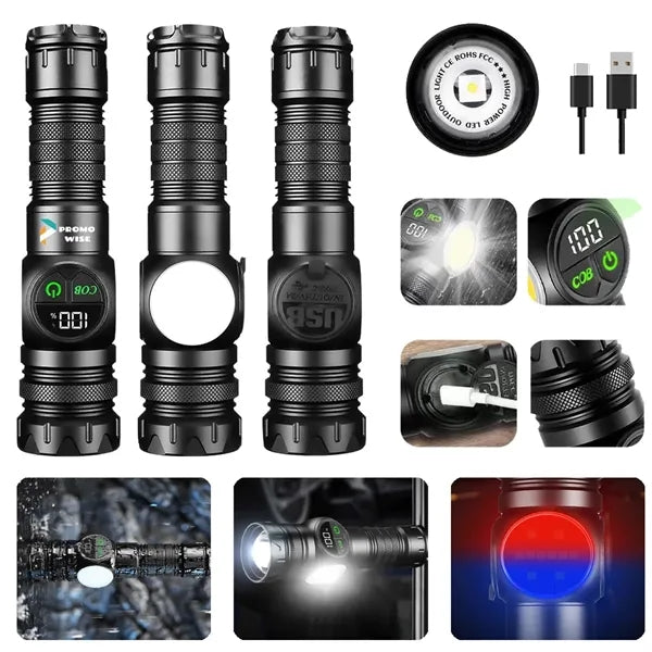 Multifunctional Digital Display Flashlight Magnetic Suction