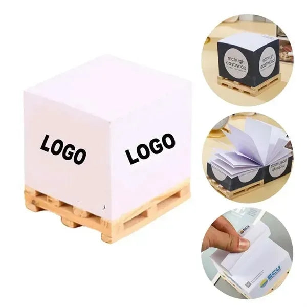 Eco-Friendly Sticky Note Cube with Wood Base