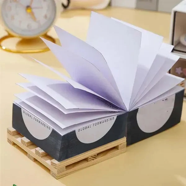 Eco-Friendly Sticky Note Cube with Wood Base
