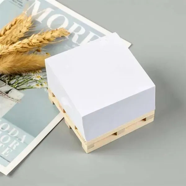 Eco-Friendly Sticky Note Cube with Wood Base
