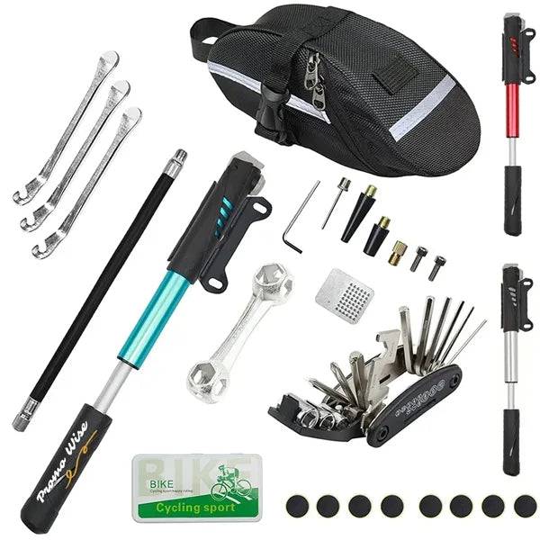 Versatile Portable Bicycle Tire Repair Combination Tool Kit