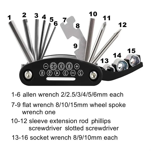 Versatile Portable Bicycle Tire Repair Combination Tool Kit