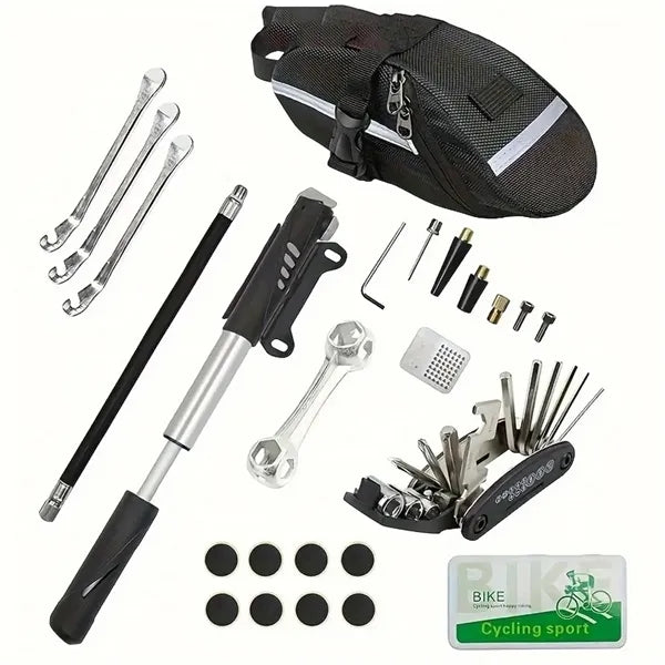 Versatile Portable Bicycle Tire Repair Combination Tool Kit