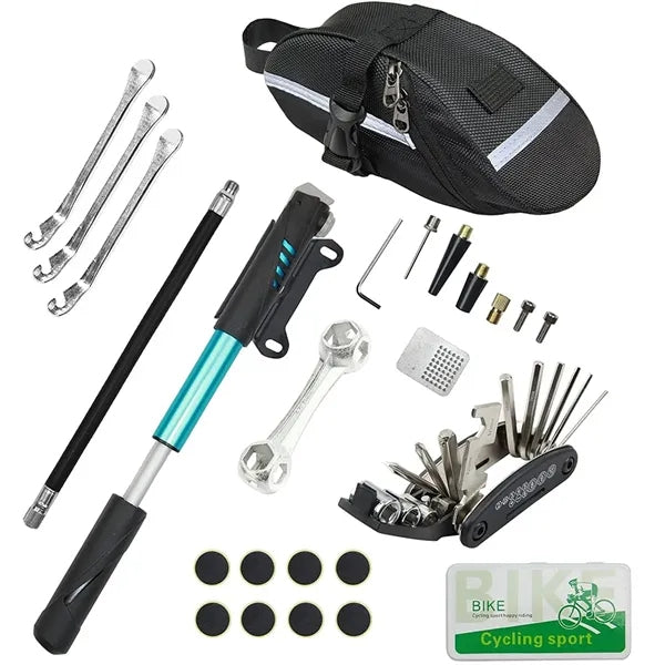 Versatile Portable Bicycle Tire Repair Combination Tool Kit