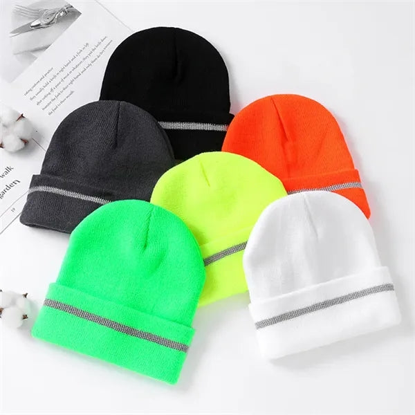 Adult Reflective Knit Beanie Hats