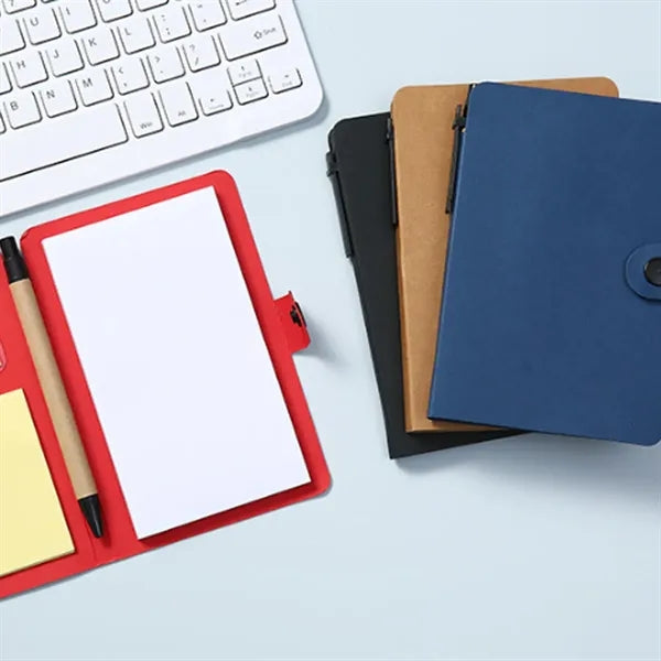 Transparent Button-Type Kraft Paper Notepad With Pen