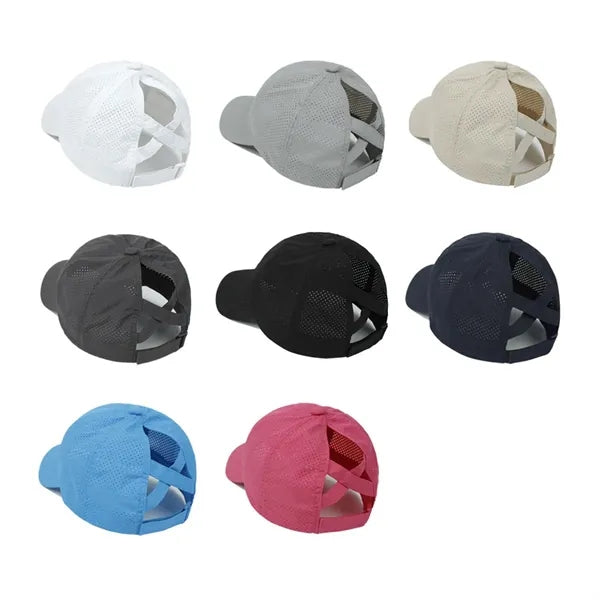 Women Criss Cross Ponytail Baseball Cap