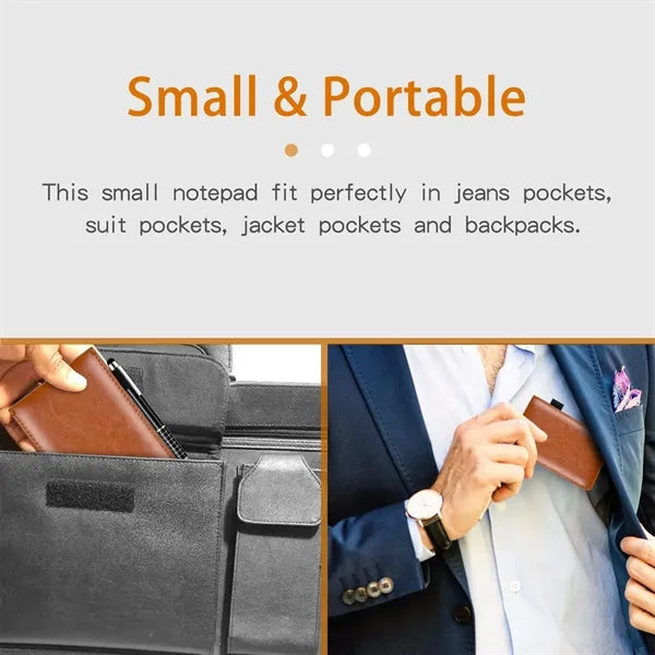 A7 Small Leather Multi-Function Notepad with Metal Pen