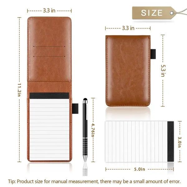 A7 Small Leather Multi-Function Notepad with Metal Pen