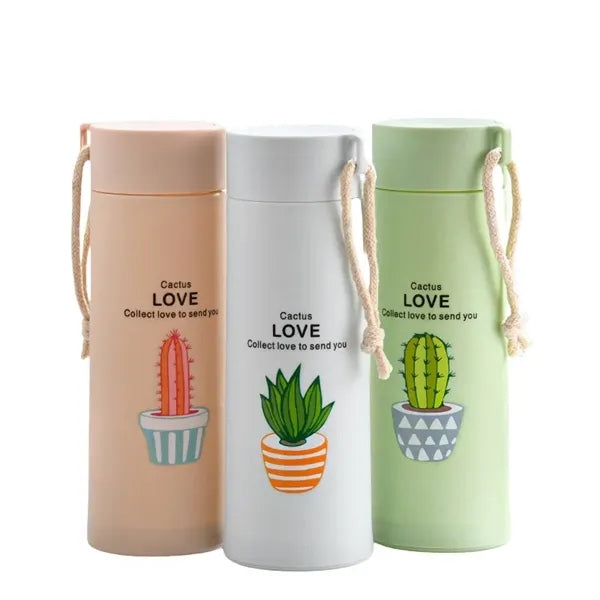 13.5 oz Pastel Double-Wall Glass Bottle Mug with Handle