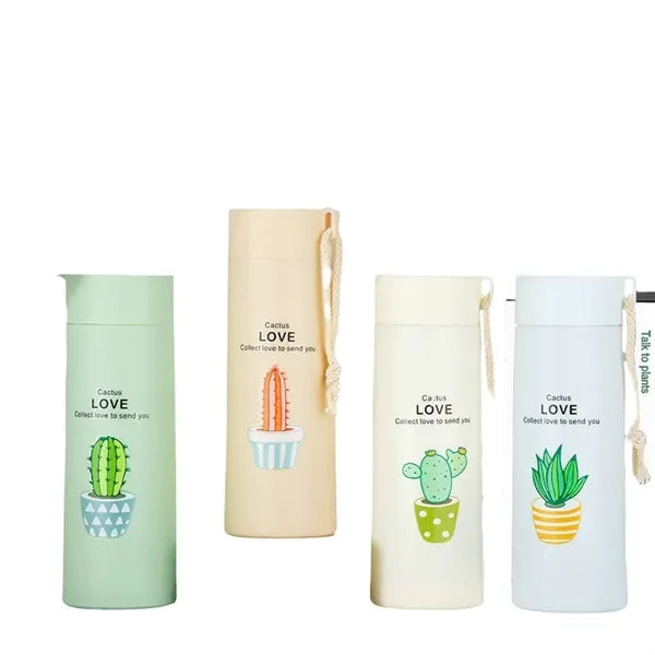 13.5 oz Pastel Double-Wall Glass Bottle Mug with Handle