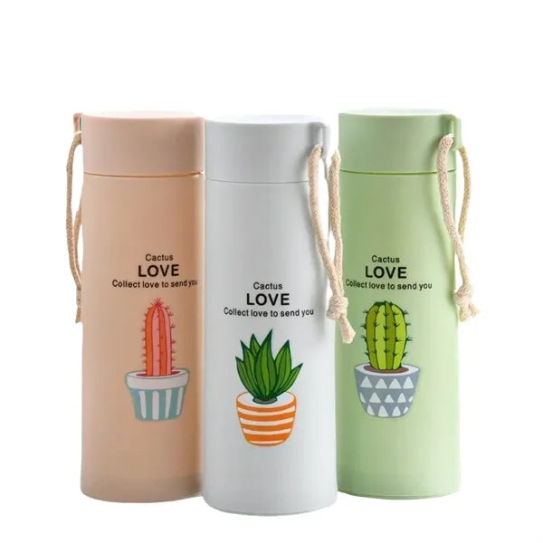 13.5 oz Pastel Double-Wall Glass Bottle Mug with Handle