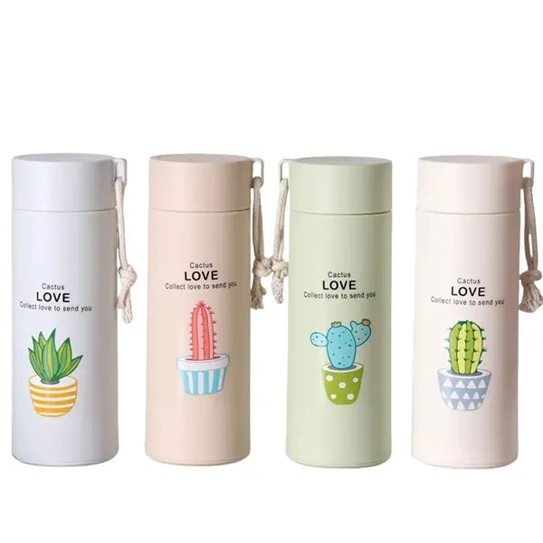 13.5 oz Pastel Double-Wall Glass Bottle Mug with Handle