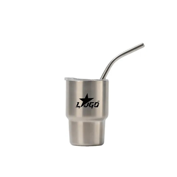 Stainless steel mini thermos cup with straw