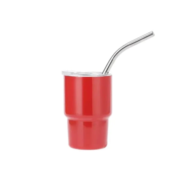 Stainless steel mini thermos cup with straw