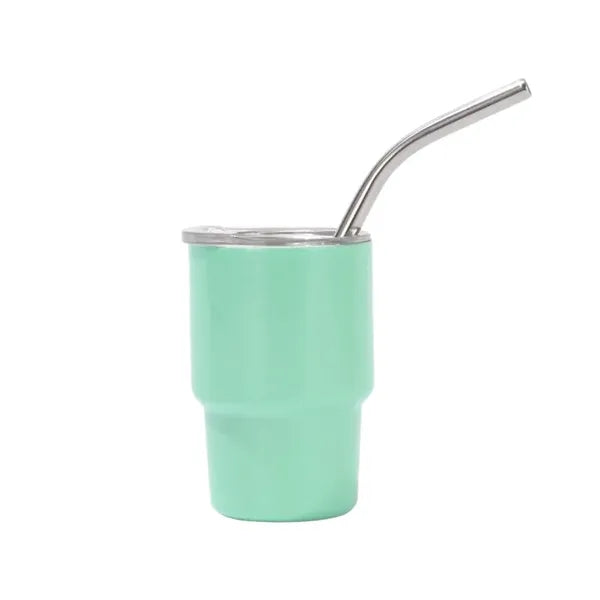 Stainless steel mini thermos cup with straw