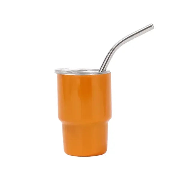 Stainless steel mini thermos cup with straw