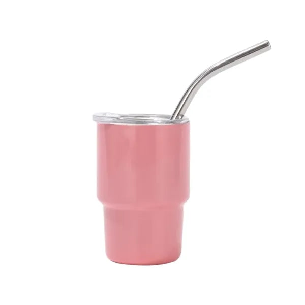 Stainless steel mini thermos cup with straw