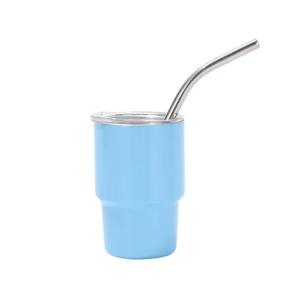 Stainless steel mini thermos cup with straw