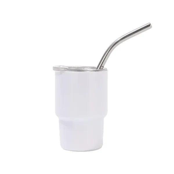 Stainless steel mini thermos cup with straw