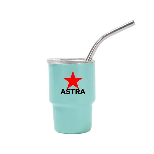 Stainless steel mini thermos cup with straw