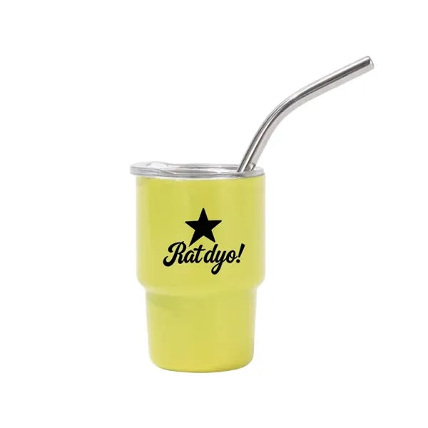Stainless steel mini thermos cup with straw