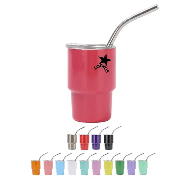 Stainless steel mini thermos cup with straw