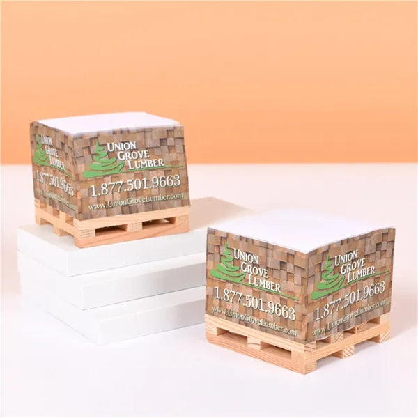 Self Adhesive Note Cube With Wooden Pallet Base