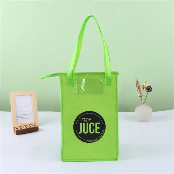 Insulated Non-Woven Lunch Tote With Zipper Closure