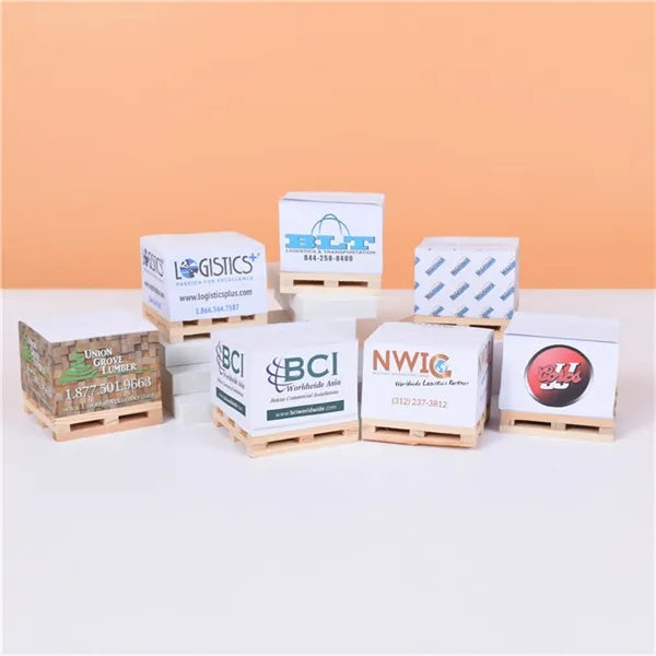 Self Adhesive Note Cube With Wooden Pallet Base