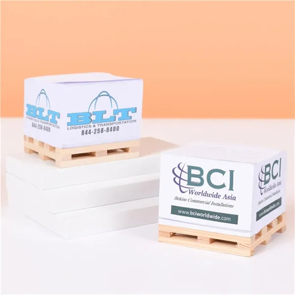 Self Adhesive Note Cube With Wooden Pallet Base