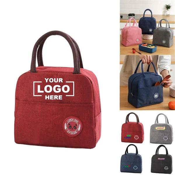 Insulated Oxford Fabric Lunch Bag With Front Pocket
