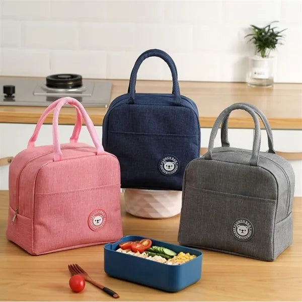 Insulated Oxford Fabric Lunch Bag With Front Pocket