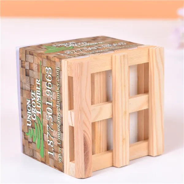 Self Adhesive Note Cube With Wooden Pallet Base