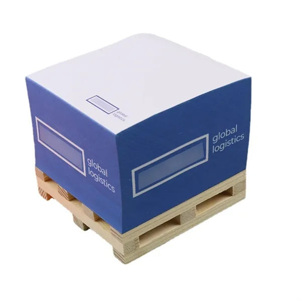 Self Adhesive Note Cube With Wooden Pallet Base