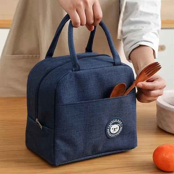 Insulated Oxford Fabric Lunch Bag With Front Pocket