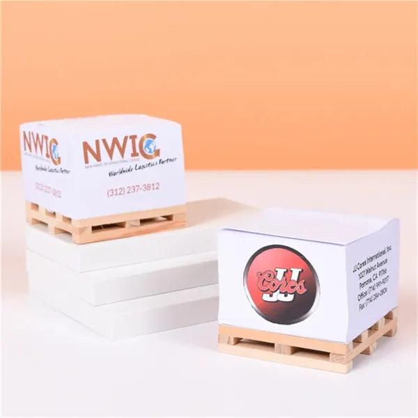 Self Adhesive Note Cube With Wooden Pallet Base