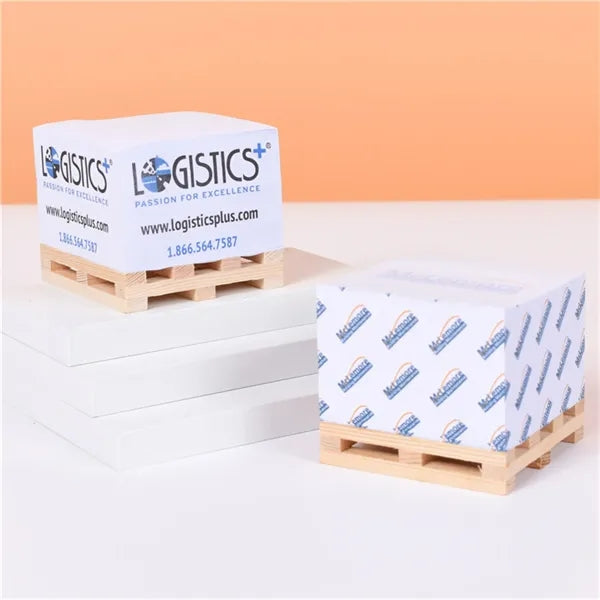 Self Adhesive Note Cube With Wooden Pallet Base