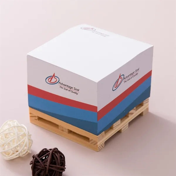 Self Adhesive Note Cube With Wooden Pallet Base