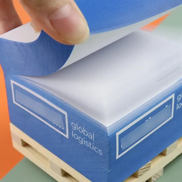 Self Adhesive Note Cube With Wooden Pallet Base