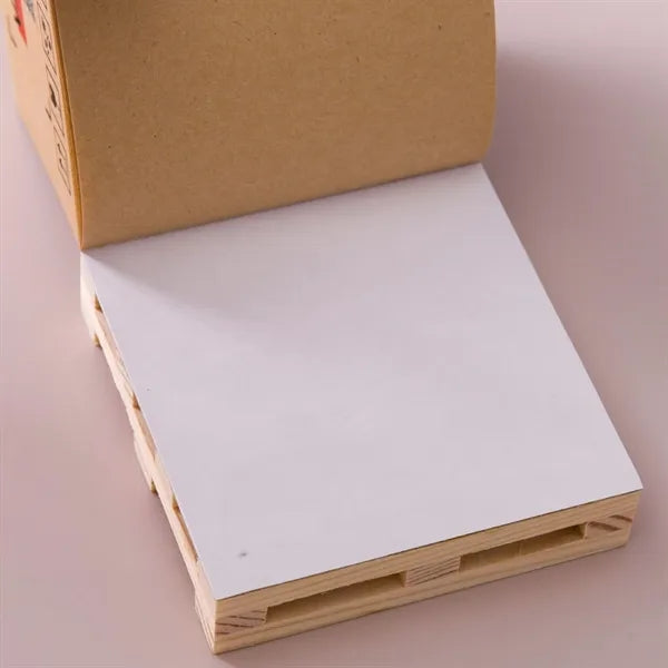 Self Adhesive Note Cube With Wooden Pallet Base