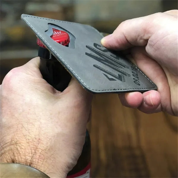 Faux Leather Coaster with Built-In Bottle Opener