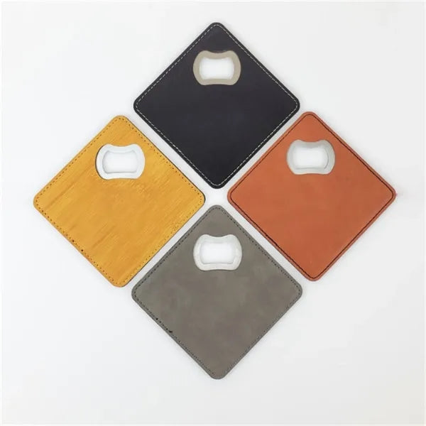 Faux Leather Coaster with Built-In Bottle Opener