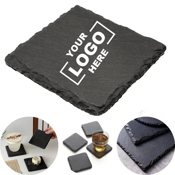 Square Slate Coaster with 1 Color Imprint