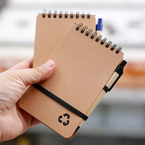 Eco Friendly Spiral Notebook with Matching Recycled Pen Set