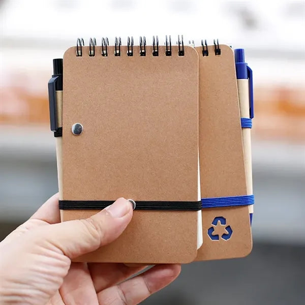 Eco Friendly Spiral Notebook with Matching Recycled Pen Set