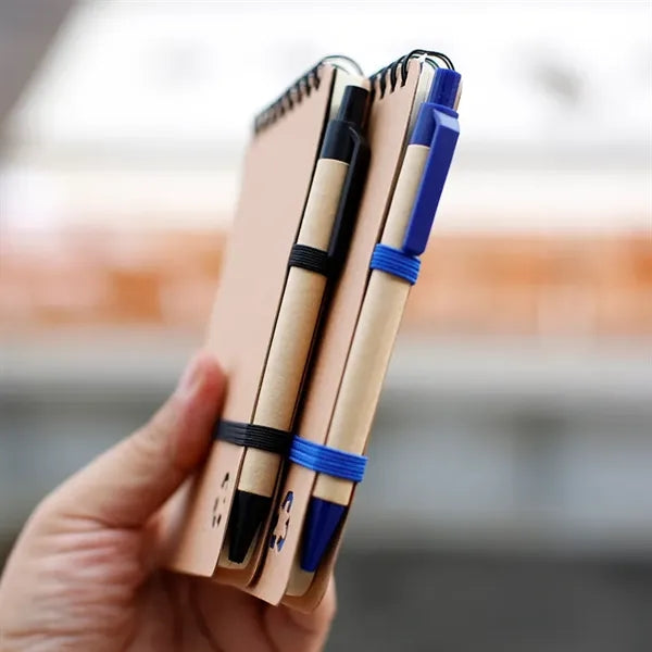 Eco Friendly Spiral Notebook with Matching Recycled Pen Set